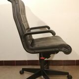 Vintage black leather office chair by Richard Sapper for Knoll 1979