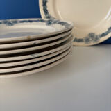 Set of 8 blue ironstone dinner plates Longchamp model Denise.