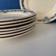 Set of 8 blue ironstone dinner plates Longchamp model Denise.