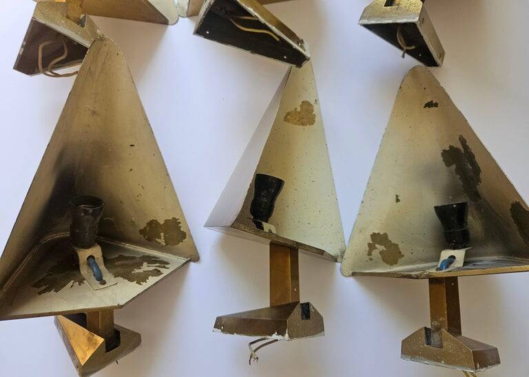 Ensemble de six lampes murales en laiton rares des années 1970, Allemagne.