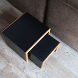 Table d'appoint gigognes noires en bois, années 80