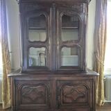Louis XV period 18th century two-part sideboard in solid oak with glass