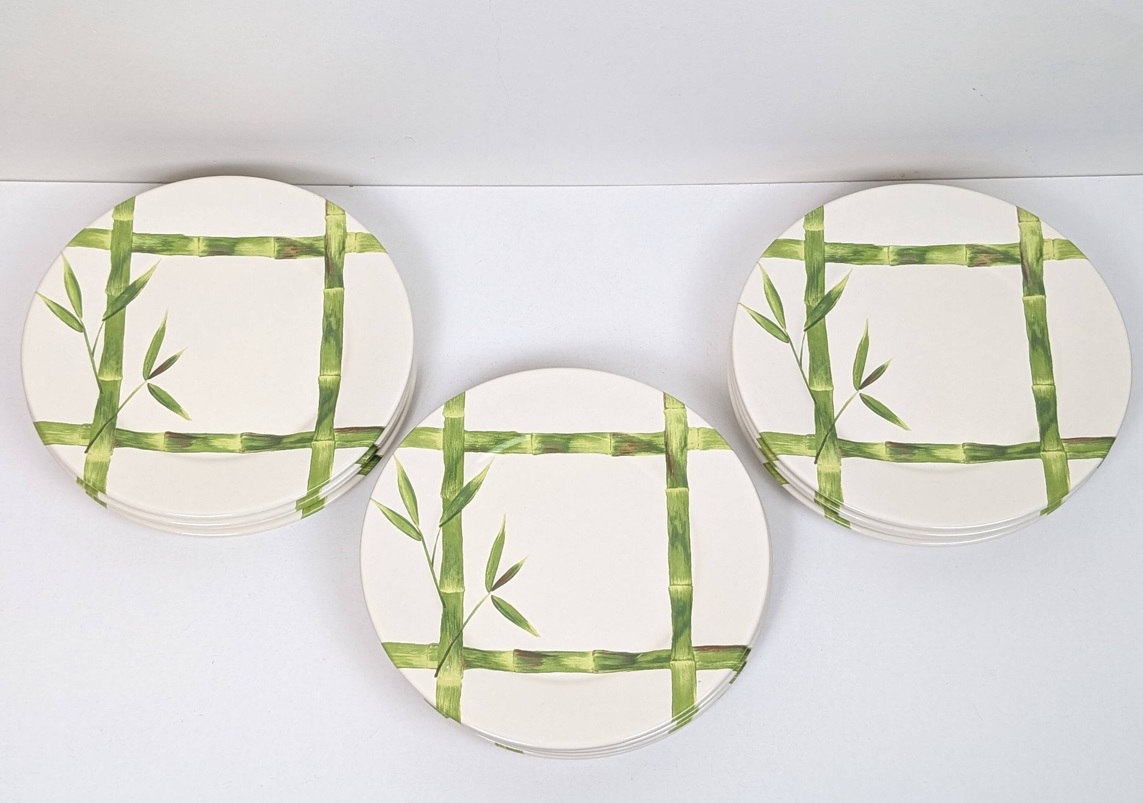 Set of 12 "bamboo" dessert plates