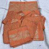 Coral butterfly tablecloth and 12 napkins