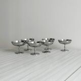 6 shiny stainless steel dessert bowls