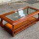Louis XIV coffee table in solid wood and glass with 2 drawers