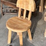 Small child's chair in natural blond teak back with three bars