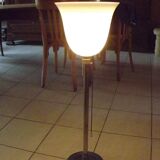 Mazda chrome and white opaline art-dèco lamp