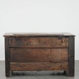 Large antique panelled English oak chest from the 18th century
