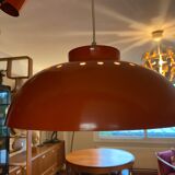 Red lacquered metal chandelier