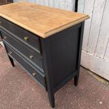Matte black oak chest of drawers with 3 drawers