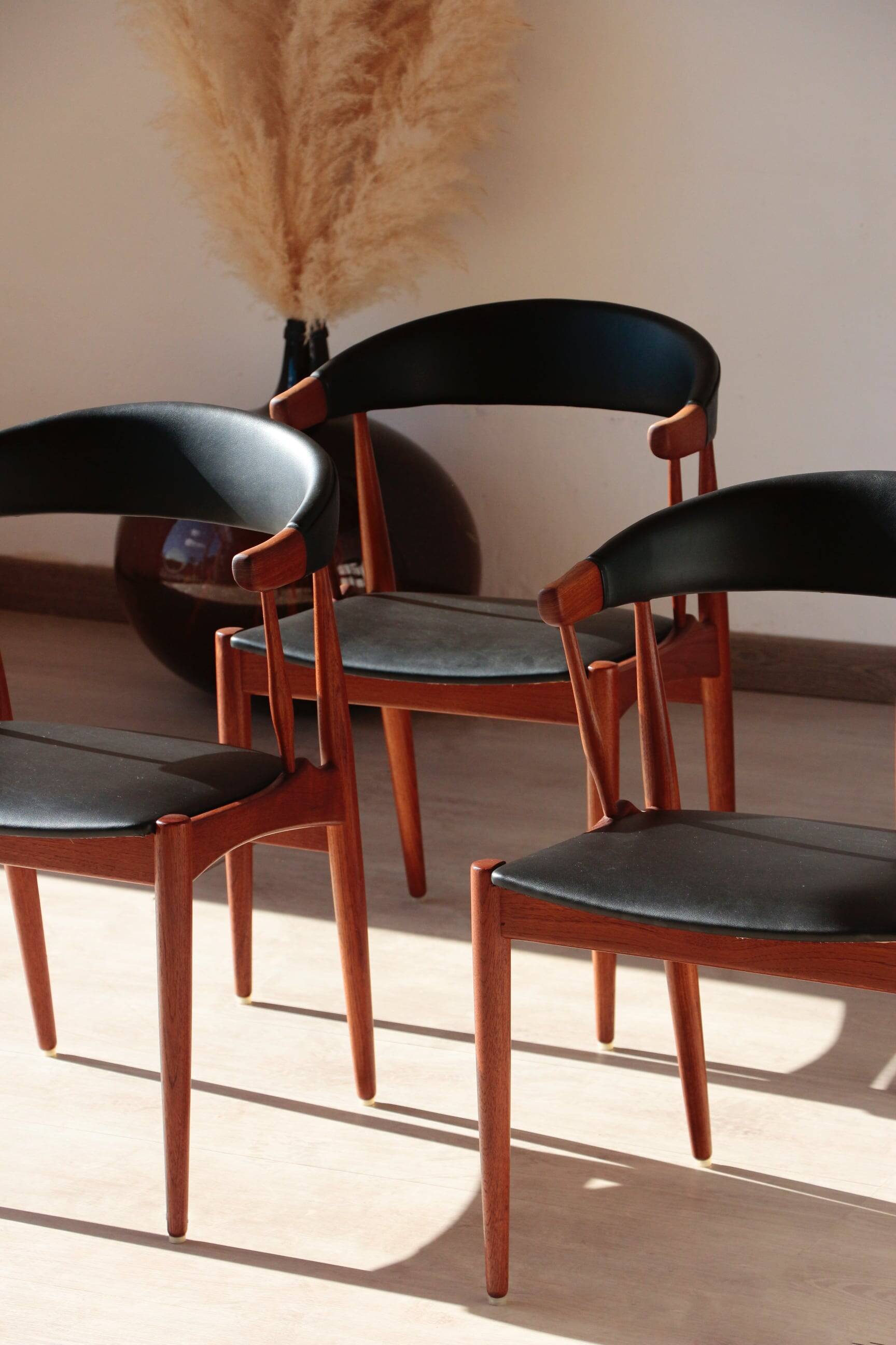 Set of 4 Johannes Andersen Scandinavian teak armchairs, 1960s