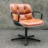 Leather swivel armchair by Charles Pollock 1970
