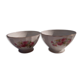 2 old earthenware bowls Hamage North pattern roses diam 15 cm H 8.5 cm