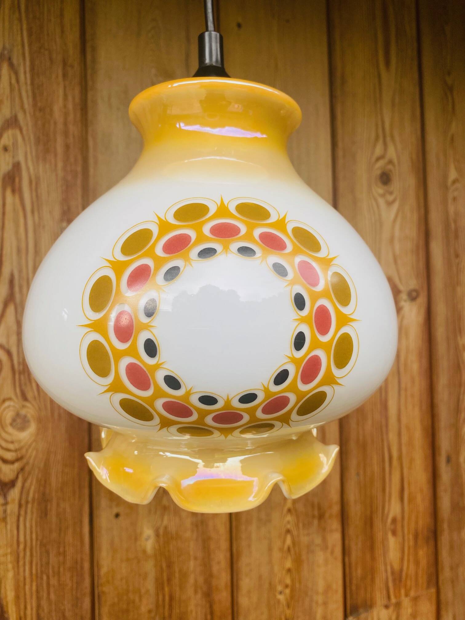 Suspension opaline vintage 70