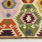 8x11 Vintage Multicolor Handmade Wool Kilim Rug, 254x348Cm