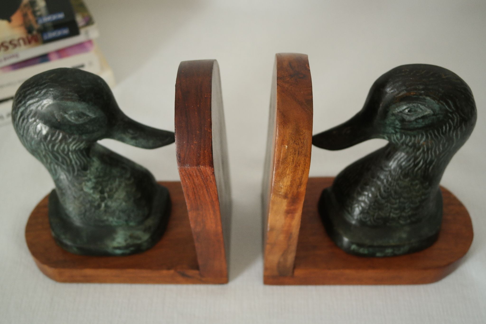 Pair of Greenhouse books vintage duck metal and mahogany