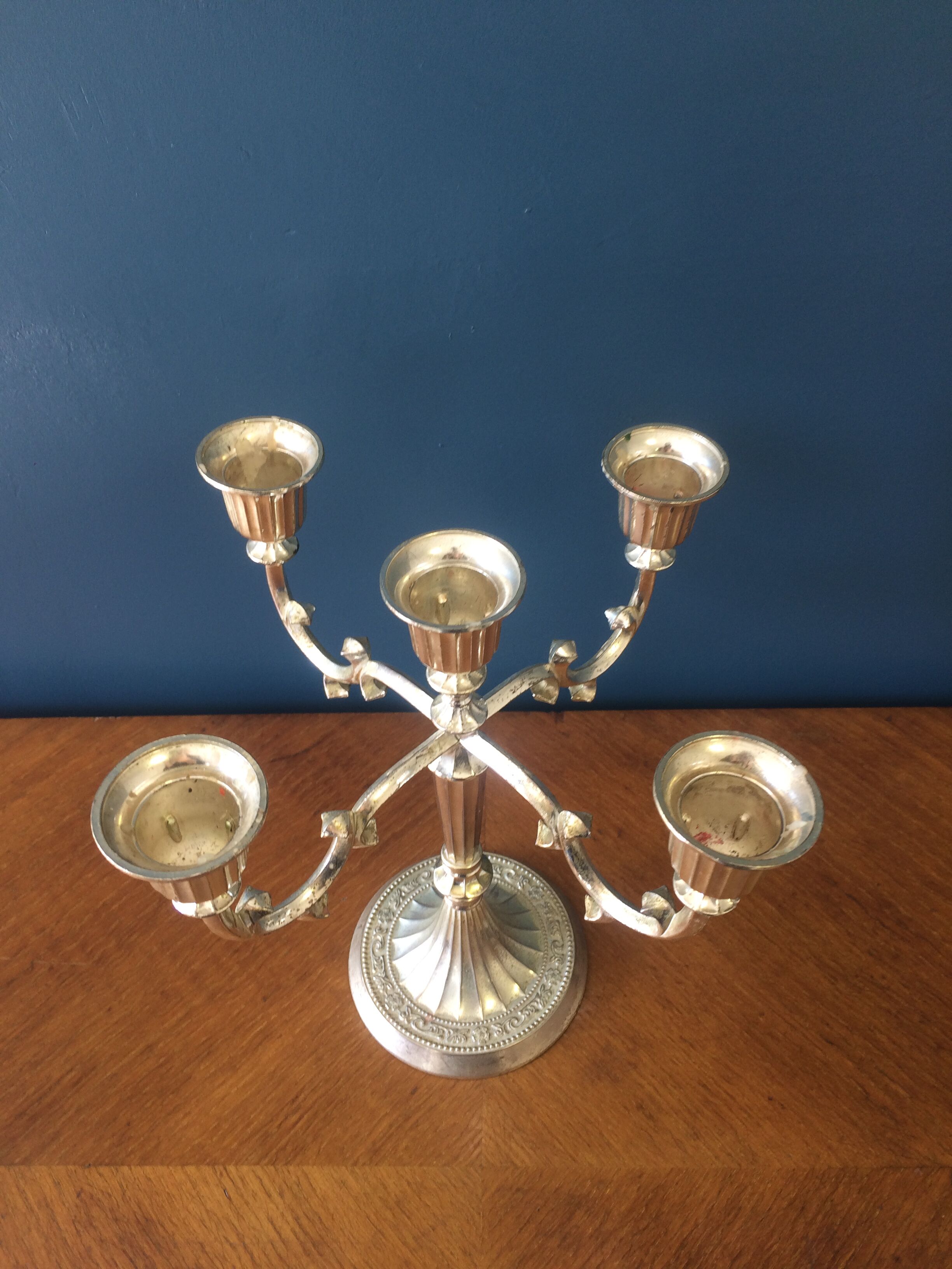Antique candlestick in silver metal