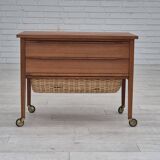 1970s, Danish chest of drawers, teak wood, rattan, original condition.