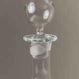Clear Murano glass decanter with stopper - Italian 1980s liqueur bottle, fluted texture, decorative glass art