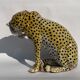 Terracotta ceramic cheetah or leopard statue, 1950s