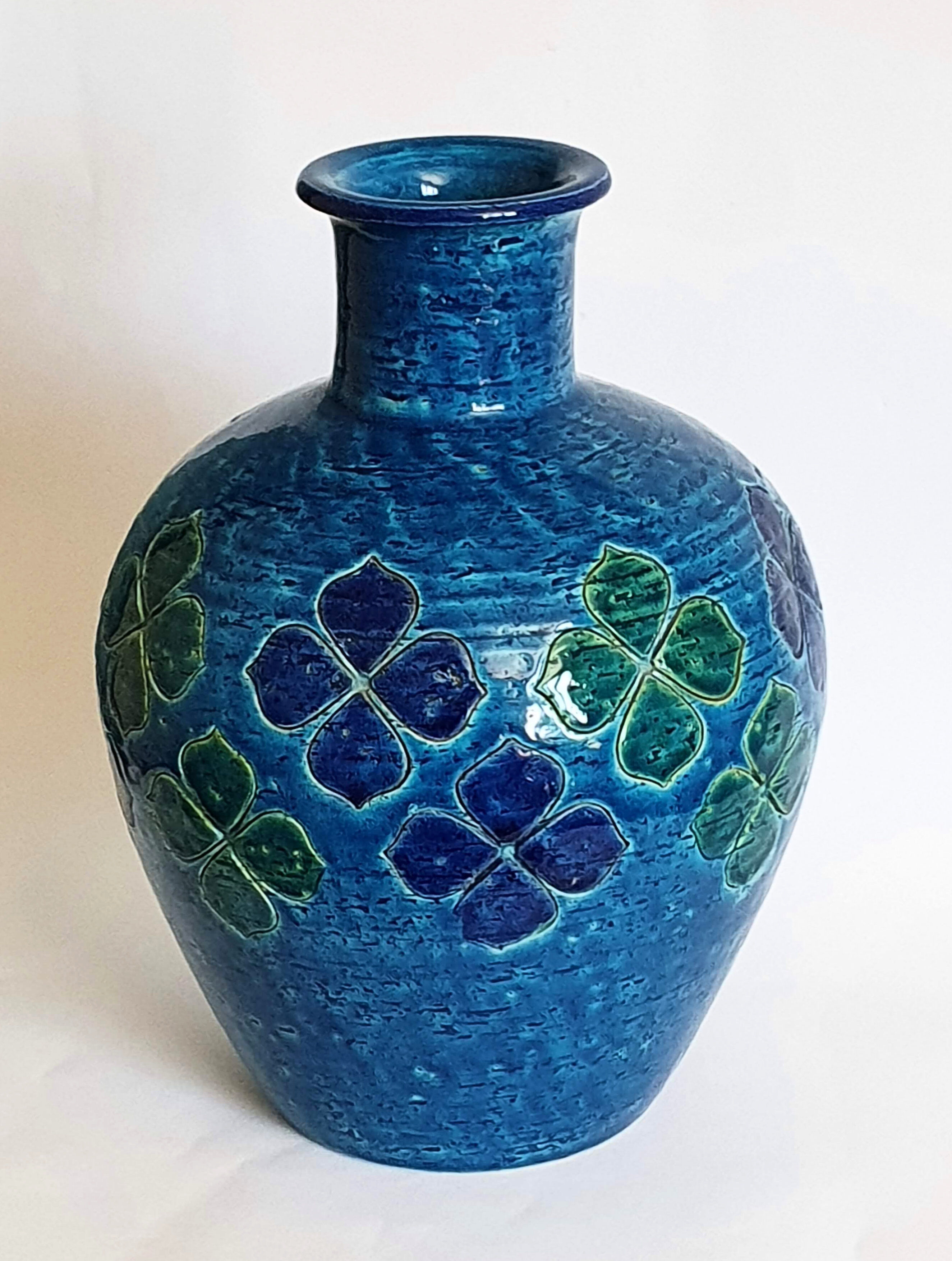 Blue vase 60s Aldo Londi Italy