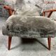 Vintage Scandinavian armchair 50'S in dyed beech and plush fabrics