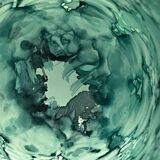 Blue speckled and marbled glass vase