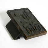 A set of solid 1970s Brutalist pull handles with letter slot and doorbell