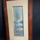 Large watercolor from the early 20th century, signed landscape of a wooded river bank