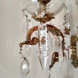 3 Bronze and crystal light wall sconce, late 19th century