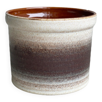 Vintage brown and beige ceramic planter / flower pot