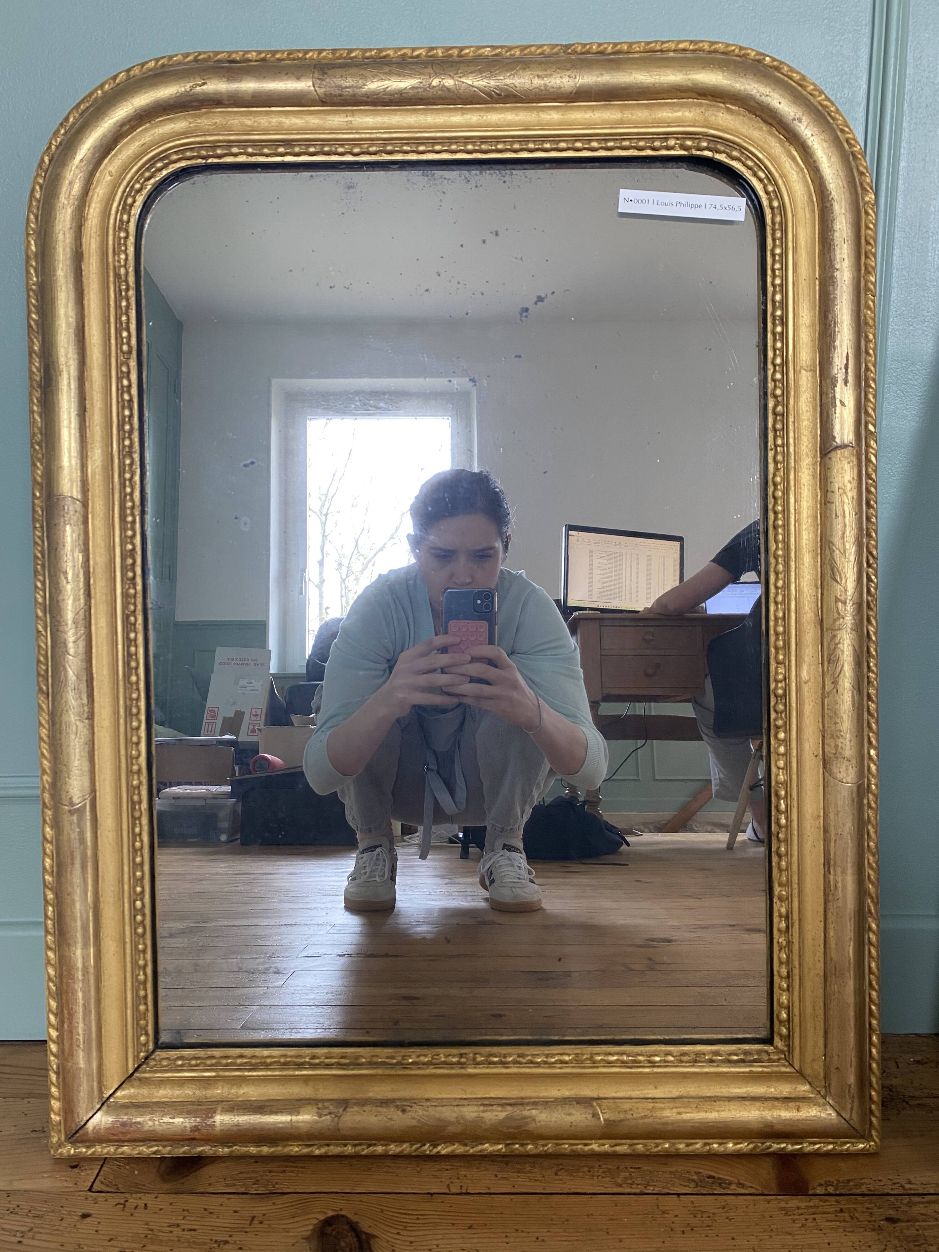 Louis-Philippe mirror gilded with gold leaf