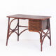 Bureau vintage en rotin et bois à tiroirs France années 1960