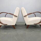 Pair of Halabala Art Deco Armchairs, 1940s