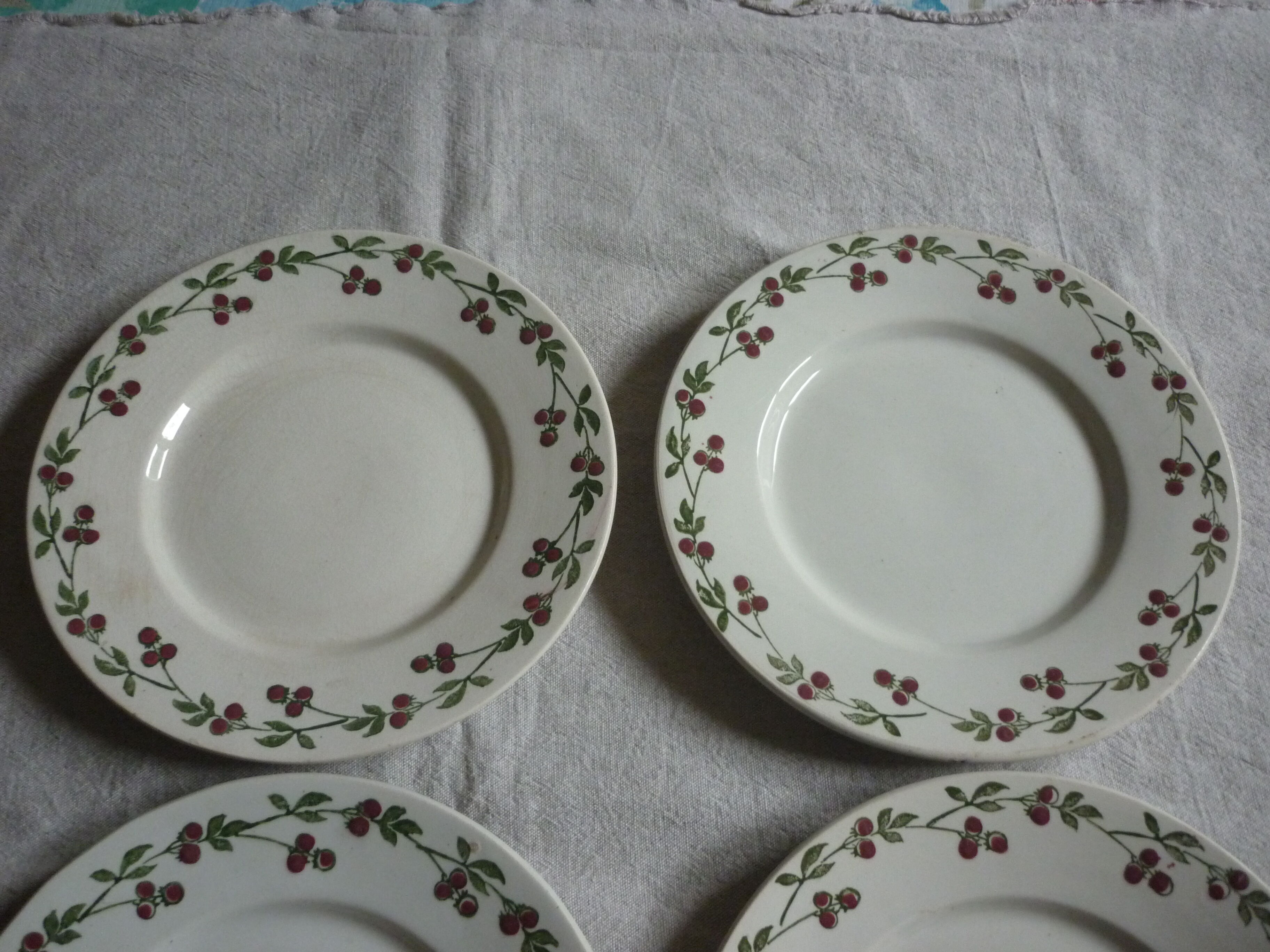 Set of 4 plates earthenware somain, RIM fruit slushie