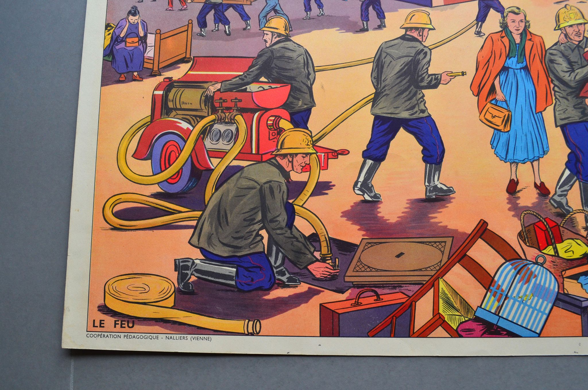 Rossignol educational school poster front and back "the fire" and "the toy store"