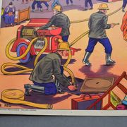 Rossignol educational school poster front and back "the fire" and "the toy store"
