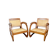 Pair of Teak Armchairs with Woven Rattan Seats, Colonial Art Deco, 1925