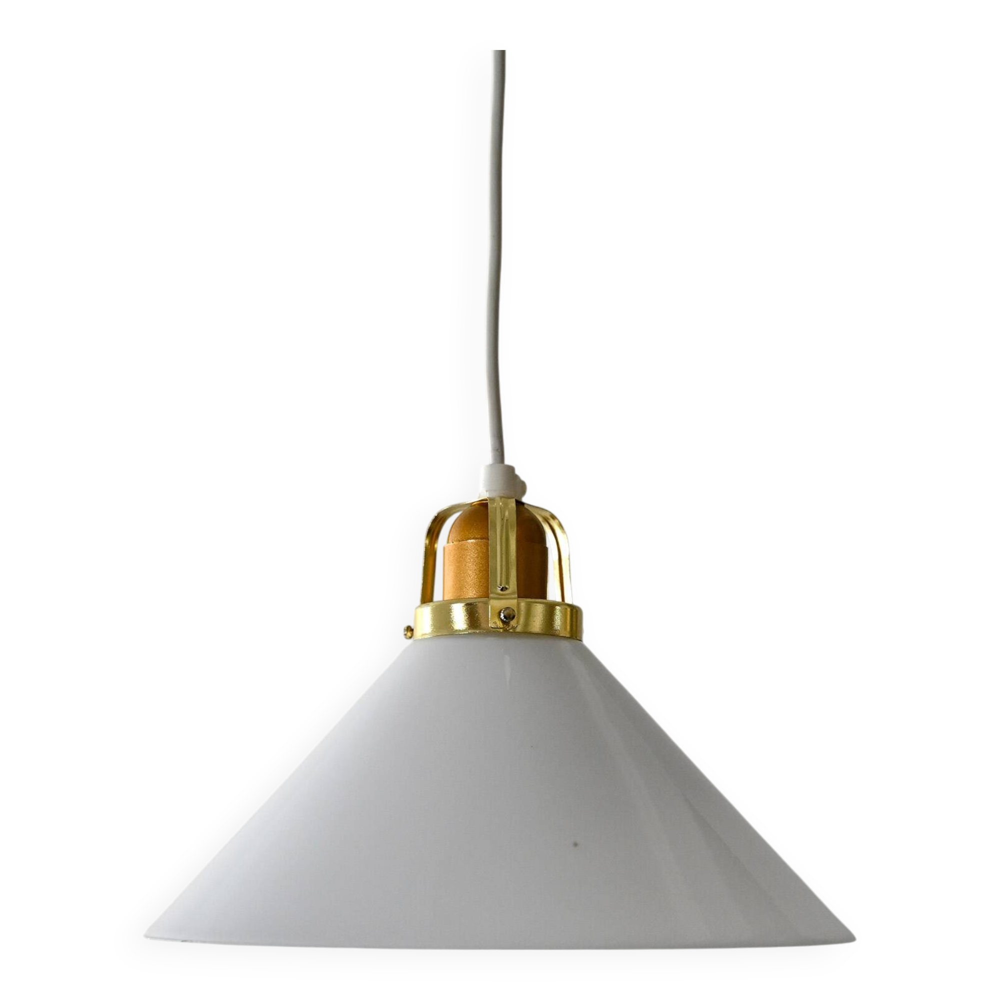 1950s Scandinavian pendant lamp in glass and brass