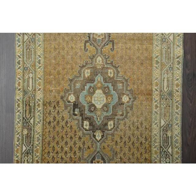 Vintage Turkish Oushak Handmade Wool Cotton Orange Runner Rug 100x358
