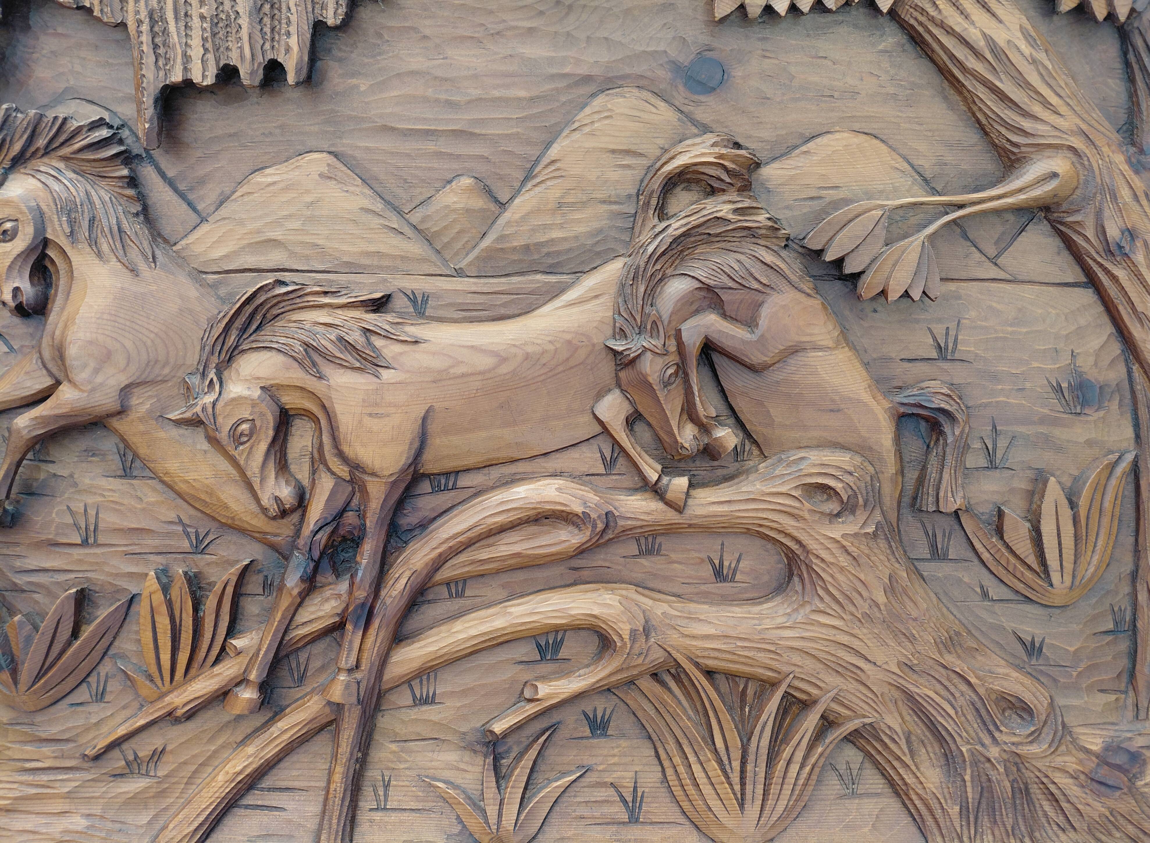 Wooden relief painting