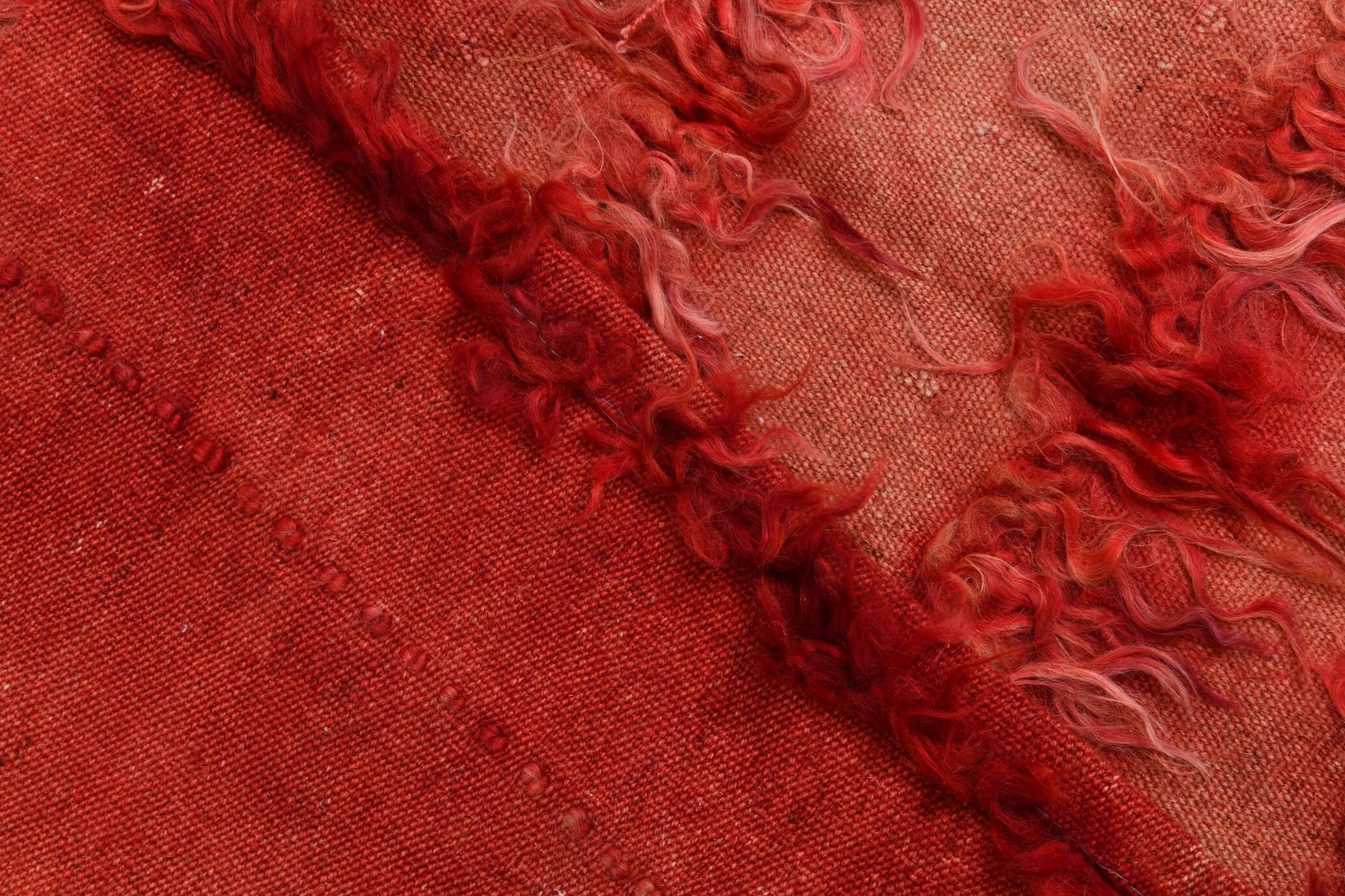 Tapis vintage tissé turc rouge doux 4x7, 128x216 cm