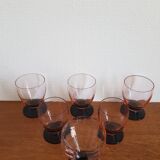 Lot de 6 verres art deco ancien  bicolores