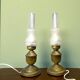 Pair Portuguese rustic brass table lamps