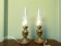 Pair Portuguese rustic brass table lamps