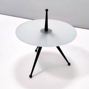 Tripod Beech and Glass Side Table in the Style of Cesare Lacca, Italy, 1980