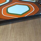 Dessous de plat orange marron et blanc formica vintage