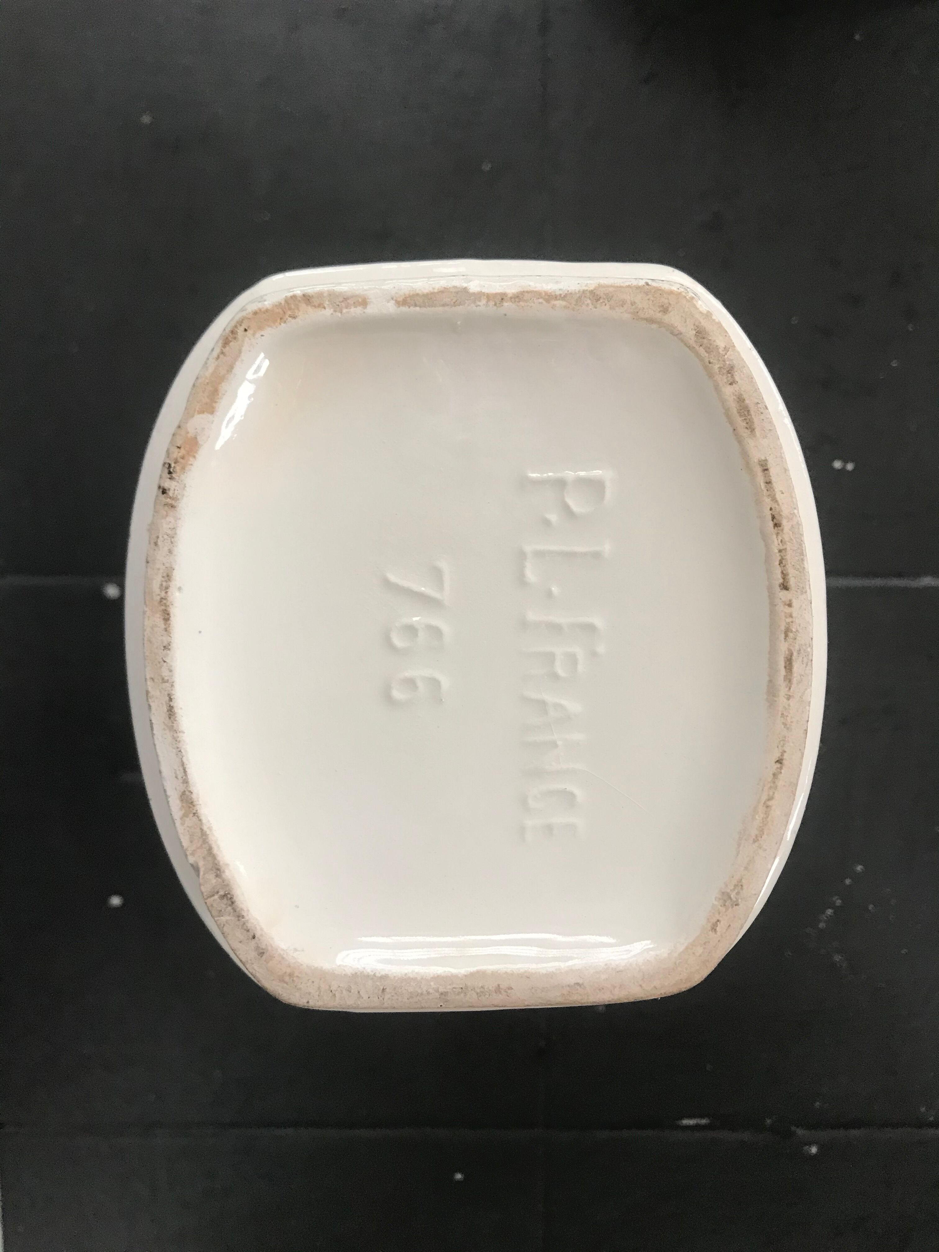 Lot of 6 spice boxes earthenware decoration lustucru checkerboard pattern