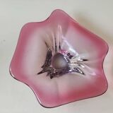 Vide poche forme florale libre. Aux tons roses. Style Murano. Diam 24 cm